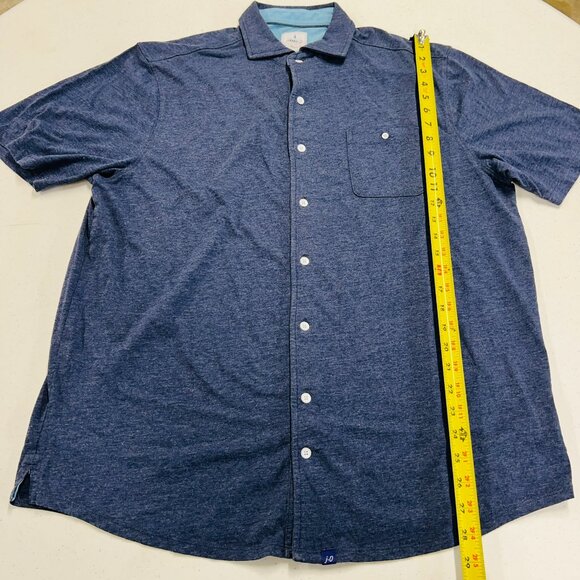 johnnie-O Crouch Hangin' Out Button Up Shirt Navy Blue Large NWOT Short Sleeve - Picture 4 of 10